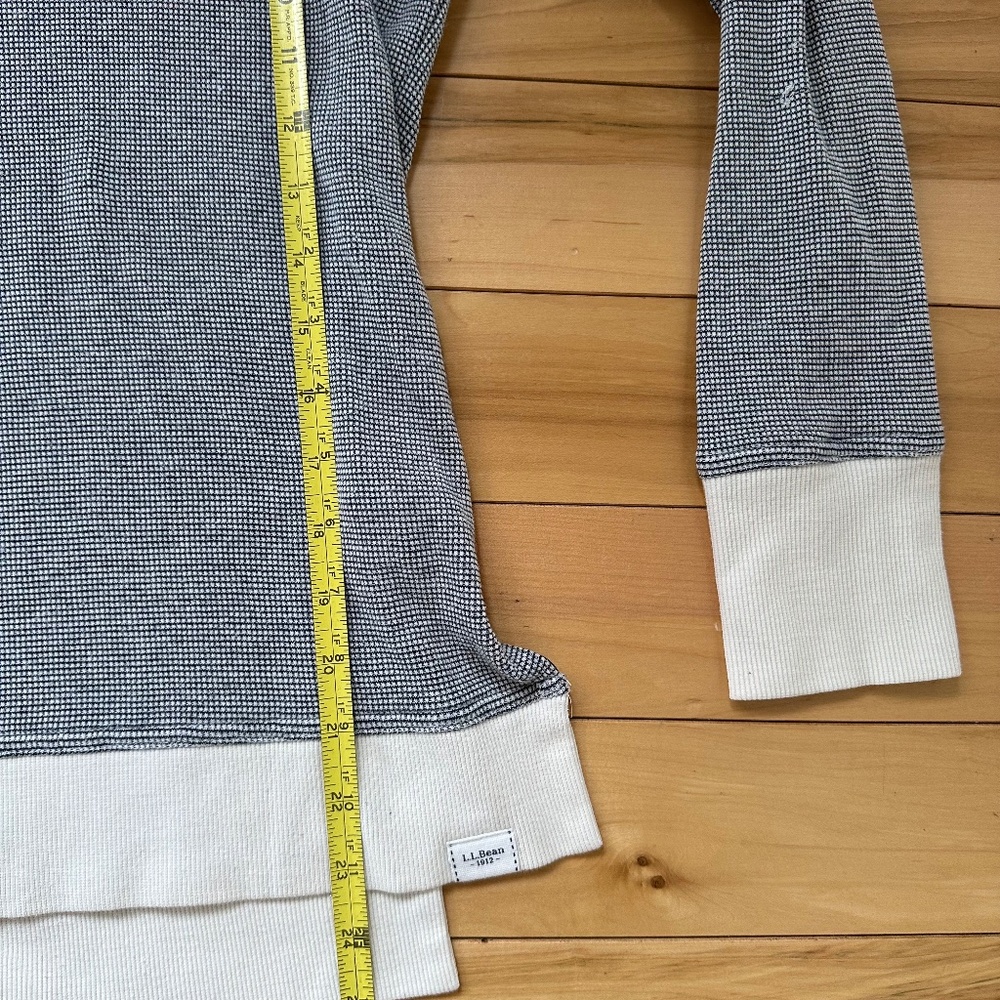 LL Bean womens waffle hoodie pullover stripe - Picture 2 of 8